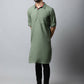 Even Apparels Green Color Linen Solid Men's Kurta With Shirt Collar (LN944) | Swadesiicart