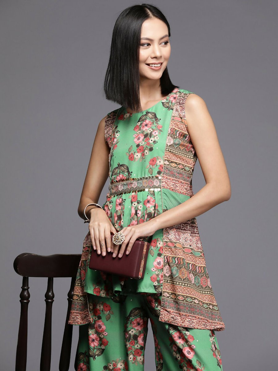 Ahalyaa Women's Traditional Wear Co-ods - Green - Swadesiicart