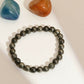 Pyrite Metal Black Round Elastic Bracelet - Ruby Raang | Swadesiicart