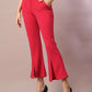 Myshka Women's Pink Solid Boat Neck Party Top With Trousers Co-ord set - Swadesiicart