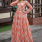 Jyoti Fashion Women's Peach Heavy Digital Printed Pure Chanderi Anarkali Dress | Swadesiicart
