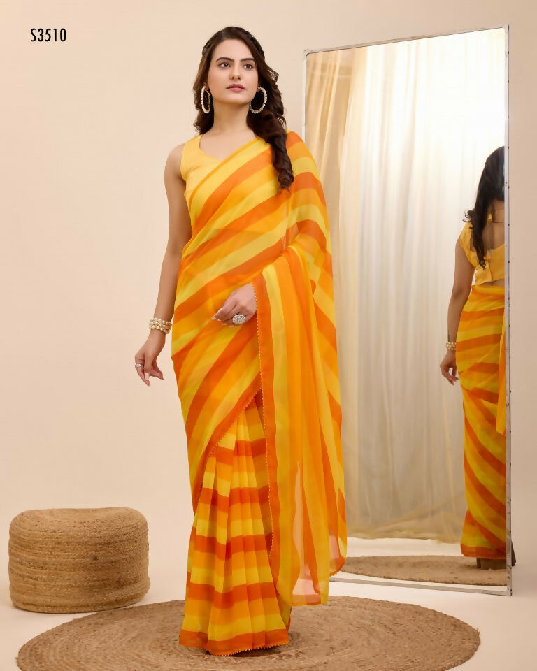 Yellow Georgette Designer Printed Ready To Wear Saree - Ibiza | Swadesiicart