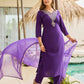 The52 Violet Rayon Slub Fabric Straight Kurta, Pant and Dupatta Set - Swadesiicart