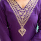 The52 Violet Rayon Slub Fabric Straight Kurta, Pant and Dupatta Set - Swadesiicart