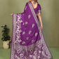 Anaita Violet Zari Butta Work Satin Silk Saree With Blouse