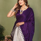 Anaita Violet Zari Weaving Work Satin Silk Saree With Blouse