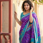 Anaita Violet Pochampally Printed Saree With Blouse