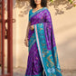 Anaita Violet Pochampally Printed Saree With Blouse