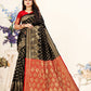 Vedant Vastram Litchi Silk Designer Banarasi Saree - Black | Swadesiicart