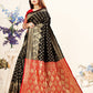 Vedant Vastram Litchi Silk Designer Banarasi Saree - Black | Swadesiicart