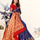 Vedant Vastram Litchi Silk Designer Banarasi Saree - Blue | Swadesiicart
