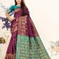 Vedant Vastram Litchi Silk Designer Banarasi Saree - Wine | Swadesiicart