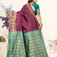 Vedant Vastram Litchi Silk Designer Banarasi Saree - Wine | Swadesiicart