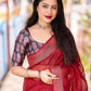 Red Linen Sequence Saree with Unstitched Blouse - Hiral Fashion | Swadesiicart