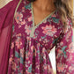 Janasya Purple Georgette Floral Kurta,Bottom & Dupatta | Swadesiicart