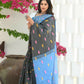 Beatitude Grey Slub Cotton Floral Jamdani Saree