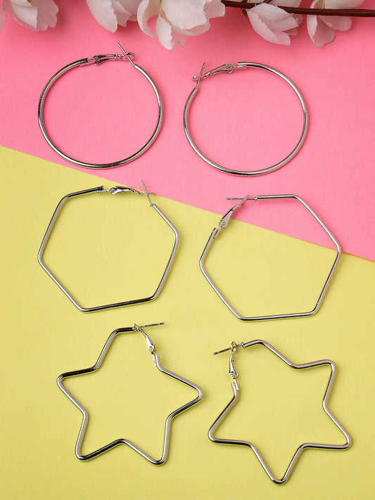 NVR Women Gold-Toned Geometric Hoop Earrings | Swadesiicart