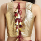 Ahalyaa Women's Maroon Georgette Gold Foil Print Ready to Wear Saree | Swadesiicart