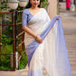 Lavender Poly Chiffon Striped Saree with Unstitched Blouse - Hiral Fashion | Swadesiicart