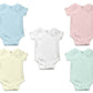 AHC Soft Cotton Short-Sleeve Bodysuits Solid Onesies New Born Infant Dress - Grey/Blue/Green/Pink/Yellow