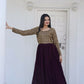Jyoti Fashion Women's Wine Sequence Zari Embroidered Faux Blooming Anarkali Dress | Swadesiicart