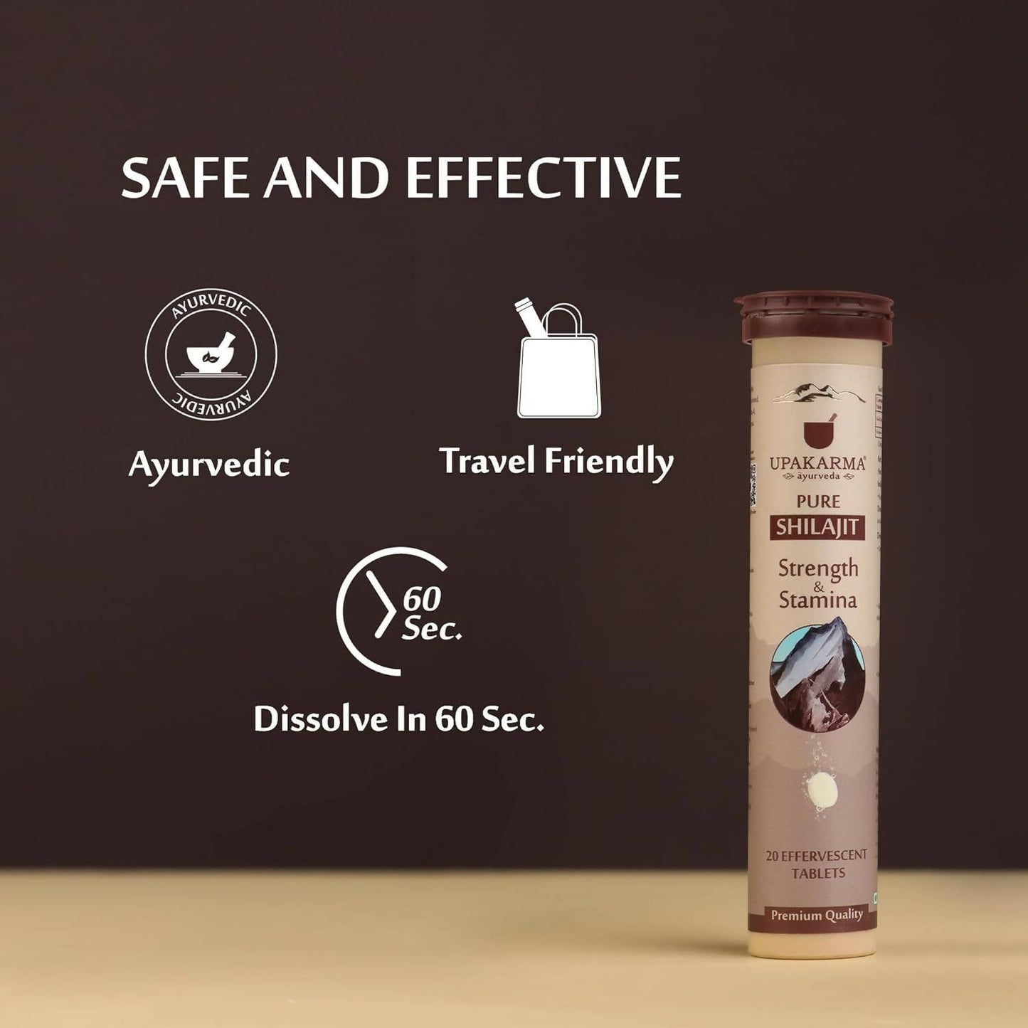 Upakarma Ayurveda Pure SJ Effervescent Tablets in 3 Unique Flavors (Pure SJ, Orange & Blueberry) Combo | Swadesiicart