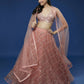 House of Panchhi Peach Net Sequinse Embroidered Lehenga & Blouse with Dupatta | Swadesiicart