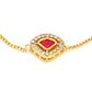 Women's Gold-Polished Pink Kundan Studded Brass Charm Bracelet - Ruby Raang - Swadesiicart