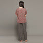 Breathables Women Cotton Printed Loungewear Kurta And Pants Co-Ord Set Red & Navy I Nightwear