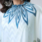 Vastranavya Icy Blue Freehand with Navy Starburst & Floral Print Ready to Wear Saree | Swadesiicart