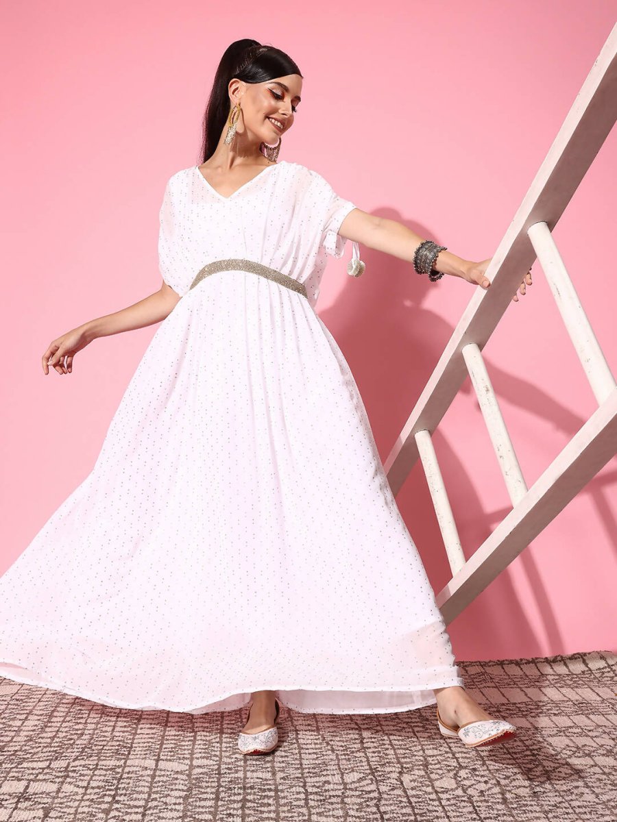 Ahalyaa Women's Traditional wear Ethnic Dress - White | Swadesiicart