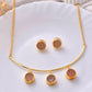 VOJ One Gram Gold-Polished Stone Studded Necklace and Earrings Set - VOJ (Valley Of Jewellery)