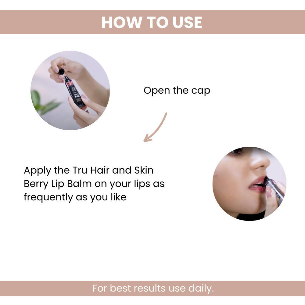 Tru Hair & Skin Berry Lip Balm With SPF 15 - Swadesiicart