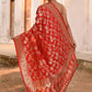 Joban Fashion Red Banarasi Soft Pure Handloom Banarasi Silk Saree | Swadesiicart