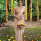 DEIANA'S Beautiful Designer Golden zari Soft Lichi Silk Saree - White - Swadesiicart