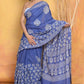 Very Much Indian Pure Cotton Handblock Printed Saree - Blue | Swadesiicart