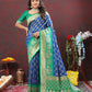 Lorenvalley Fashion Blue & Green Patola Silk Woven Design Meenakari Weaving Saree - Swadesiicart