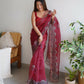 Vamsee Shivika Maroon Organza Saree - Swadesiicart