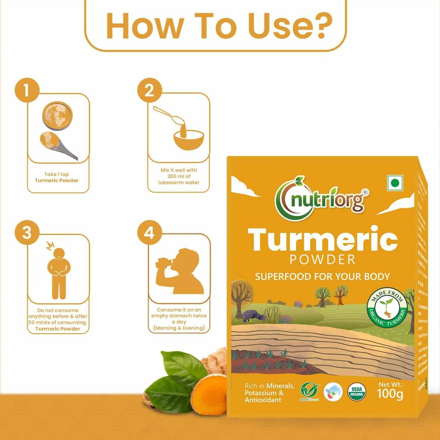 Nutriorg Certified Organic Turmeric Powder - Swadesiicart