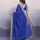 Blue Georgette Bandhani Printed,Embroidery Work Saree - Surkhi