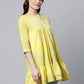 Ahalyaa Women Yellow Cotton Printed Tunic | Swadesiicart