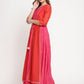 Ahalyaa Women Dark Pink Crepe Khari Print Dress | Swadesiicart