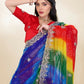 Blue Georgette Bandhani Printed,Embroidery Work Saree - Bandhan
