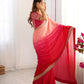 Exclusive Collection Red Pink Party Wear Chinon Salk Saree - Swadesiicart