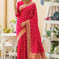Vishnu Weaves Women's Pink Banarasi Silk Zari Woven Saree with Unstitched Blouse - Swadesiicart
