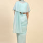 Blue Satin Solid Ready to wear Saree with stitched Blouse - Vanita | Swadesiicart