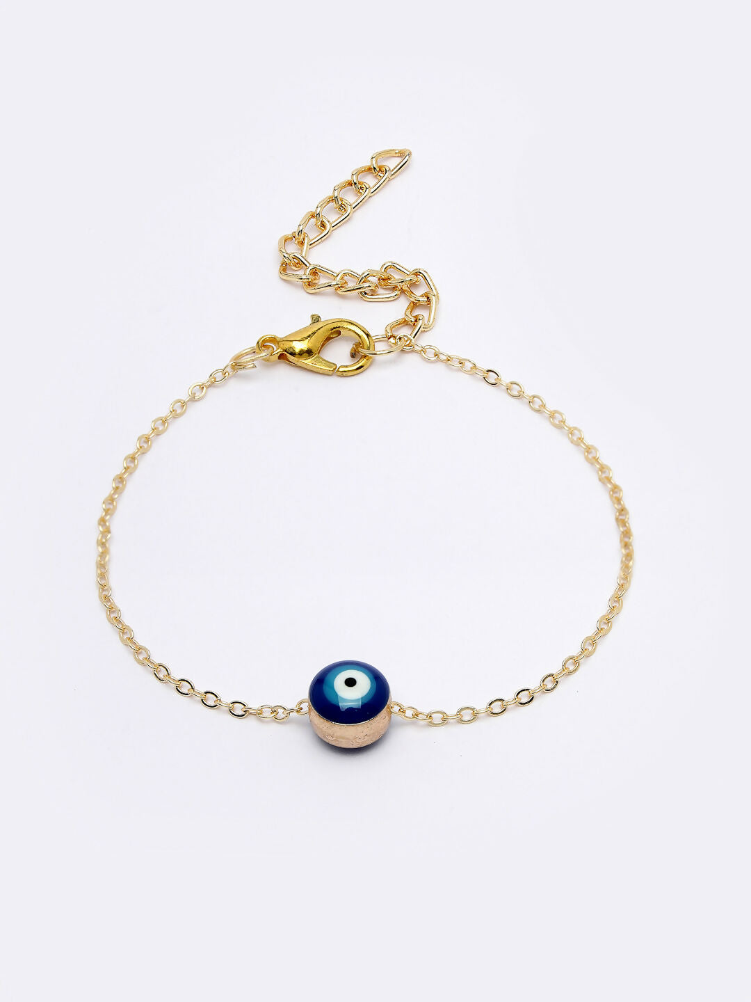 NVR Women Gold-Toned Blue Evil Eye Charm Bracelet - Swadesiicart