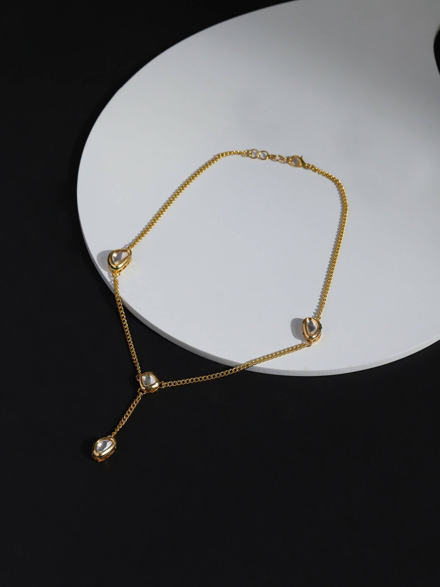 Gold-Toned White Brass Gold-Polished Necklace - Ruby Raang | Swadesiicart