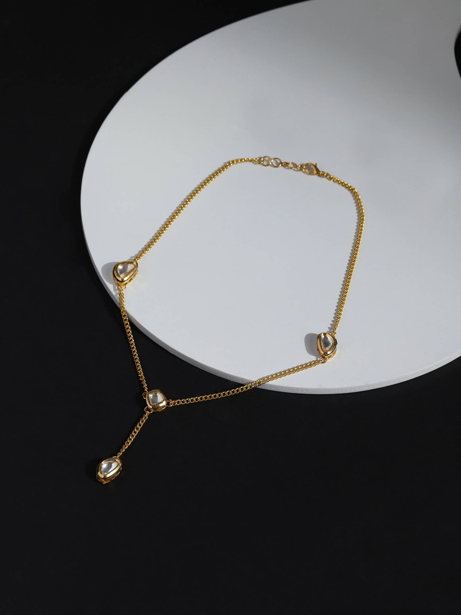 Gold-Toned White Brass Gold-Polished Necklace - Ruby Raang | Swadesiicart