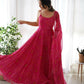 Joban Fashion Pink Kurta Set Chiffon Sequin Embroidery Work - Swadesiicart